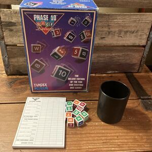 Vintage Phase 10 Dice Deluxe Fundex 1996 Cup Classic w/ Score Pad